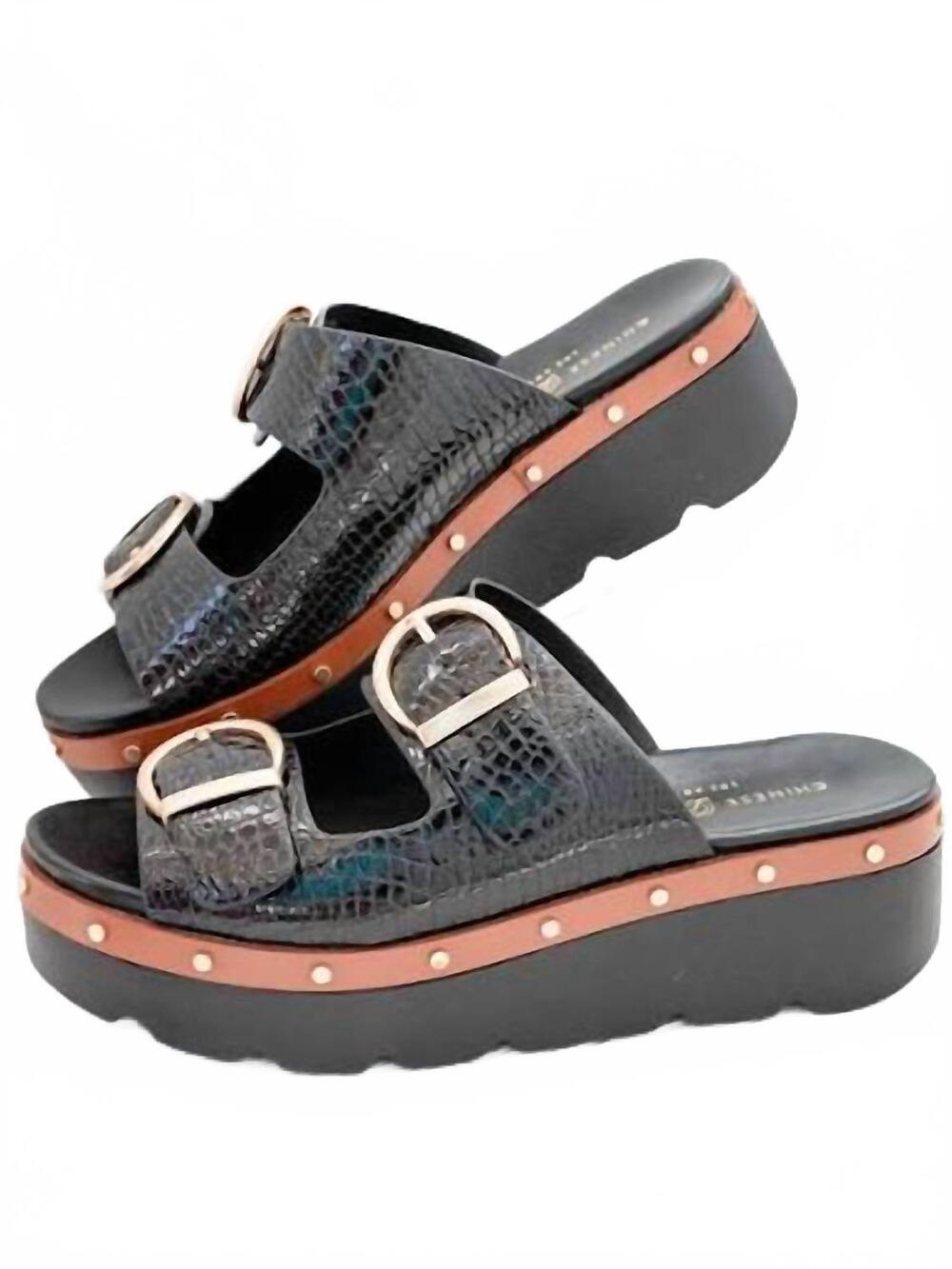 NEW CHINESE LAUNDRY women's surfs up croco platform sandal in black